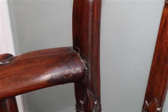 A pair of early 20th century Chinese Hongmu elbow chairs